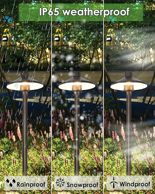 Low Voltage Landscape Path Lights Brass, Outdoor Pathway Lighting 12V 24V, Free 3W Warm White G4 LED Bulb and ABS Ground Stake with Brass Thread, 1-Pack