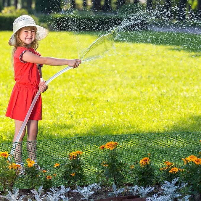 32.8ftx12In Plant Protectors from Animals,Plant Cages for Outdoor Plants,Wire Plant Protector Cage,Wire Plant Protector,Chicken Wire Cloche with Ground Stakes & Nylon Ties Protect Plants from Animals
