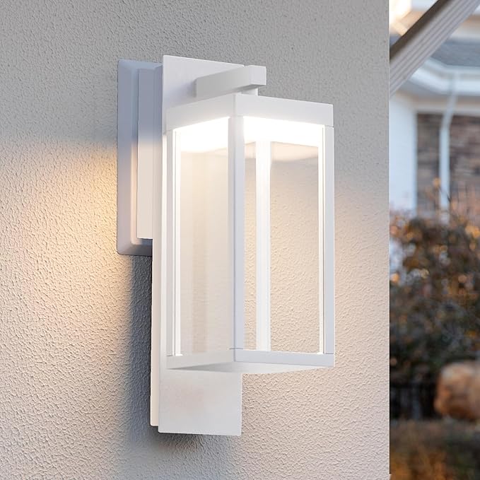 Outdoor Wall Sconce, Exterior Waterproof Wall Lanterns,Modern Black Exterior Light Fixture with Clear Glass Shade, Anti-Rust Outdoor Wall lamp for Patio Front Door Entryway Garage