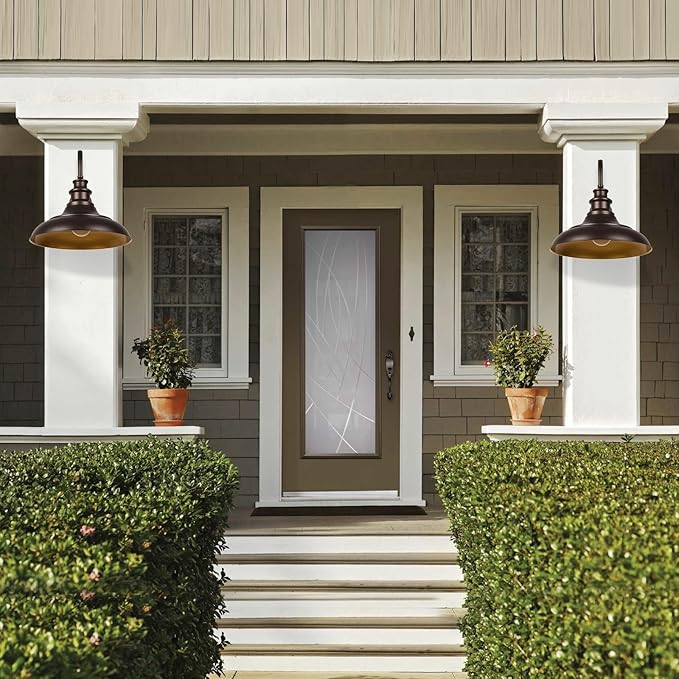 Exterior Farmhouse Barn Light, 2PCS Dusk to Dawn Outdoor Lighting, 16 Inch Vintage Outside Garage Lights Fixtures for Patio Frontdoor Entryway Doorway