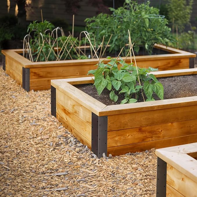 Set of 8 Raised Garden Bed Corner Brackets with Wood Screws for 20"-24" Bed, Rust Resistant Raised Bed Corners Metal Connectors 11" x 3" x 3" for Vegetable Planter Garden