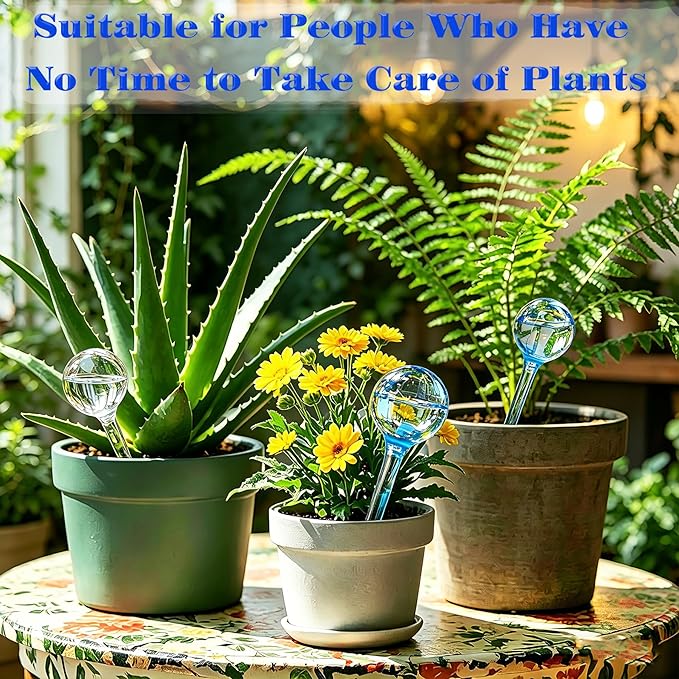MOONSOUND Small Plant Watering Globes, 6pcs Plastic Plant Watering Devices, Plant Waterer Self Watering Bulbs for Indoor Outdoor Plants