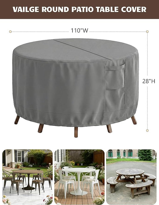 Patio Furniture Covers Waterproof, Outdoor Furniture Covers Waterproof Windproof with Padded Handles, Heavy Duty 600D Oxford Outdoor Table Chair Set Cover