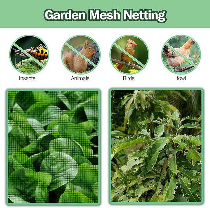 Thicker Garden Mesh Netting,6.6’ x 16.5’ Ultra Fine Black Plant Row Covers for Vegetable Fruits Flowers Greenhouse Row Cover Raised Bed Barrier Screen, Shading Rate 25-30%, Nano PPT Garden Netting