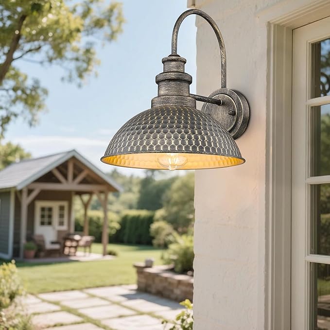 Outdoor Farmhouse Barn Lights, Anti-Rust Outdoor Wall Sconce, Exterior Wall Lights, Front Door Mounted Lighting Fixture,Vintage Outside Lighting for Porch,Garage,Patio (Vintage Bronze, 4 Pack)