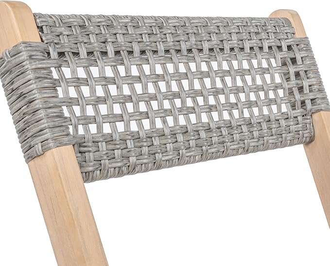 JONATHAN Y DNG2004A-3SET Sitges Modern Mid-Century 3-Piece Roped Acacia Wood Outdoor Folding Bistro Set, Coastal, Traditional, Transitional, Rustic, Bohemian Gray/Light Teak