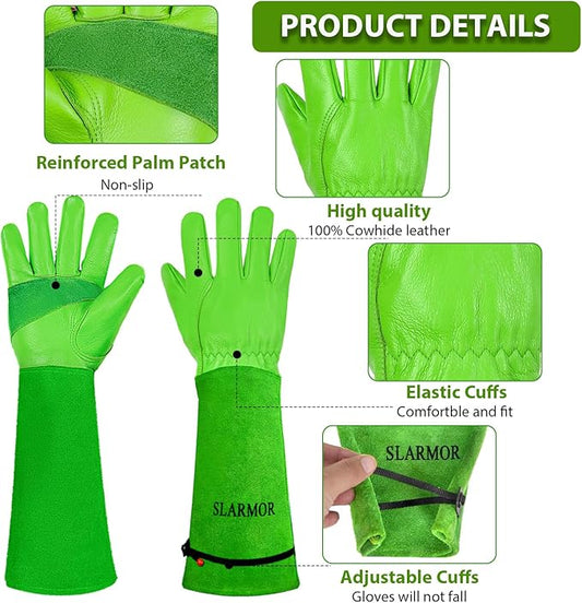 Long Gardening-Gloves Women/Men-Thorn proof Rose Pruning Heavy Duty Gauntlet, Best Garden Gifts for Gardener-S