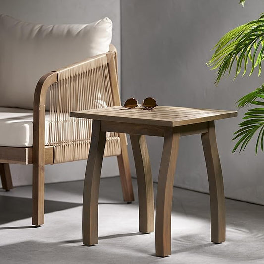 Christopher Knight Home Sadie Outdoor Acacia Wood Accent Table, Gray Finish
