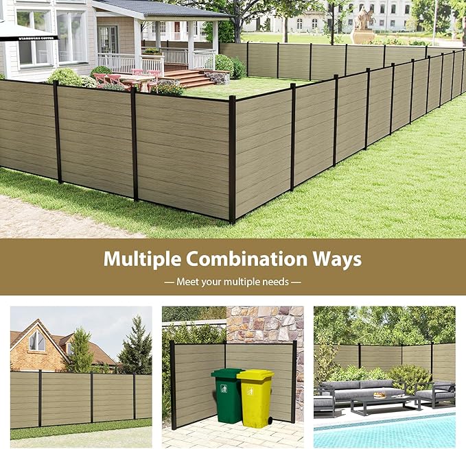 6ft W x 6ft H Outdoor Privacy Fence with Underground Sturdy Alloy Post, Tall Wind Resistant Fence Covering Privacy for Yard Backyard Garden and Swimming Pool(1 Post)