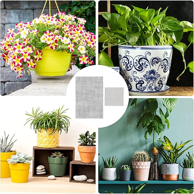 Flower Pot Hole Mesh Pad 10PCS 11.8 X 7.8 Inch/ 3.9 X 3.9 Inch Plastic Mesh Screen DIY Drainage Netting Pot Bottom Grid Mat Plant Drainage Screen Mesh Bonsai Mesh Keep Soil from Flowing Away
