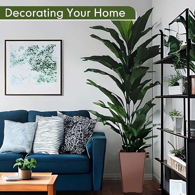 Set of 2 15.75 Inch Large Taper Planters Outdoor Indoor Tall Resin Flower Pots with Drainage Holes Modern for Front Door Patio Backyard Plants (Gold Pink)