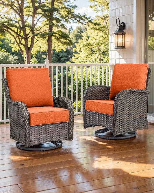 Luxury 22x24/22x25 6-Inch Outdoor Chair Cushions Set of 4 - Heavy Duty Water-Resistant Comfortable Cushion for Patio Furniture Set Dining Gliding Rocking Chairs Loveseat L-Shape Sofa - Orange