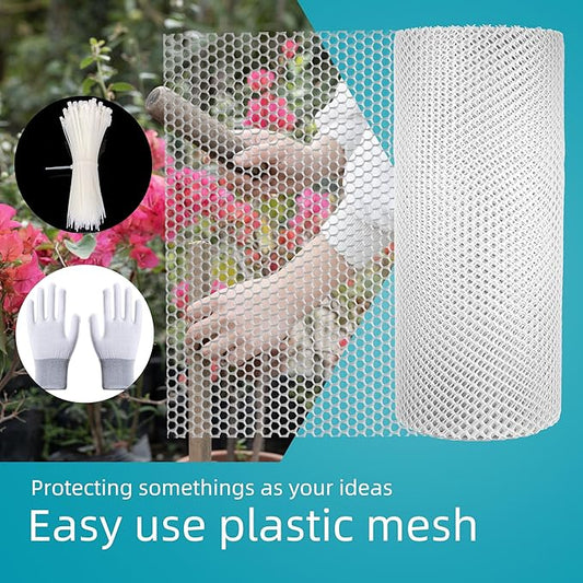 Pet & Garden Safeguard - 15.7IN x 49.2FT Roll - White Plastic Netting, Multi-Use Decorative Fence for Poultry, Dogs, Rabbits,Chicken and Snake Barrier
