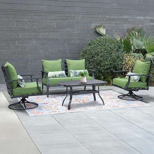 Aoodor Outdoor Chair Cushion, 22 x 24 Inch Water-Resistant, Fade-Resistant Olefin Frbric Patio Seat Cushions with Removable Cover and Adjustable Straps for Outdoor Furniture, Set of 2, Green