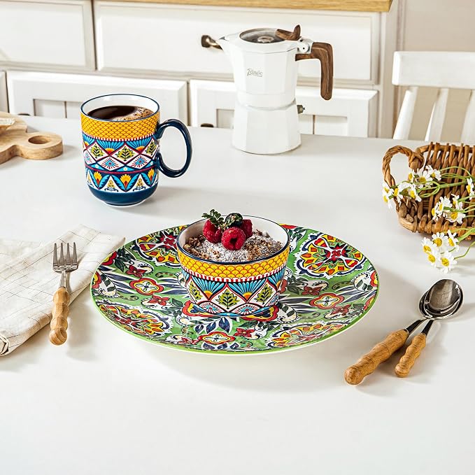 8 oz Ceramic Ramekins Set of 6, Bohemian Baking Bowls & Soufflé Cups | Oven Safe, Ideal for Soufflés, Crème Brûlée, Pot Pies, Mac & Cheese, Dips & Single-Serve Meals