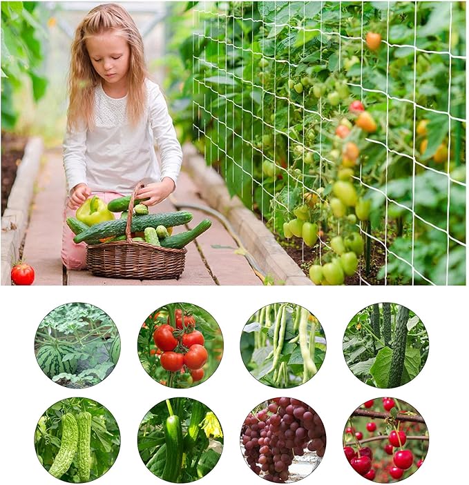 Trellis Netting, PDGROW Heavy Duty Garden Trellis Netting, 6 x 30 ft Trellis Netting for Climbing Plants, Outdoor Indoor Grow Net for Support Vine Vegetable Fruits and Flower, 4 Pack(Put in One Pack)