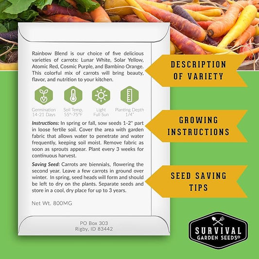 Fall Vegetable Seeds Collection - 8 Packs of Non-GMO Heirloom Cool Weather Seed Varieties for Planting Vegetables | Autumn & Indoor Gardening Variety Pack - Survival Garden Seeds