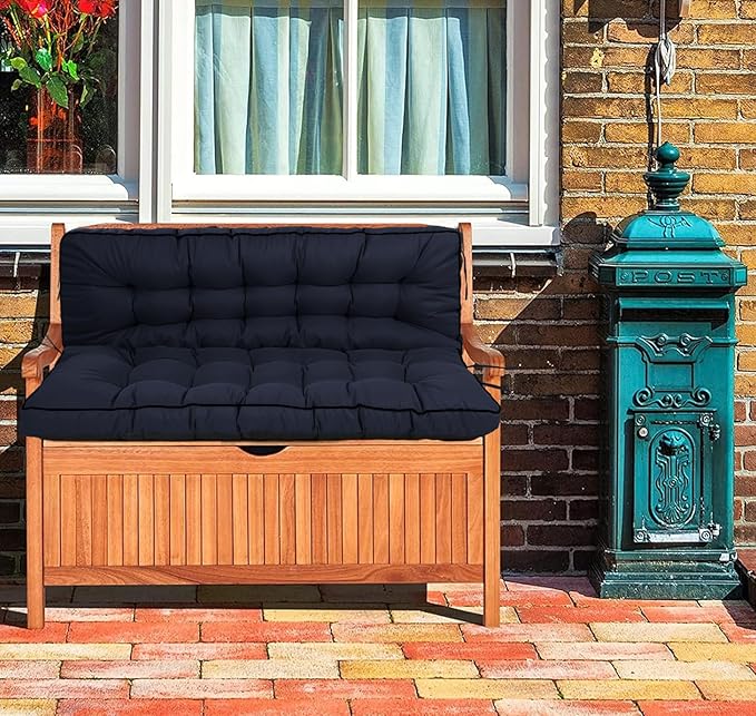 Swing Replacement Cushions with Backrest, 2 or 3 Seater Waterproof Non-Slip Overstuffed Swing Pad, Indoor/Outdoor Bench Cushion for Porch Chair Swings Garden Furniture (Navy blue, 40 * 63 in)