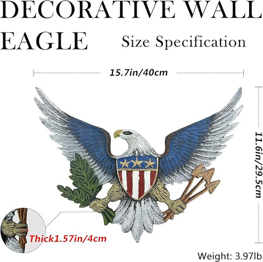 Linton Arts Eagle Decor Outdoor Wall Art – Cast Iron American Statue with Shield – Patriotic Metal Wall Hanging for Indoor & Outdoor – Eagle outdoor decor, Garage【eagles wall decor】