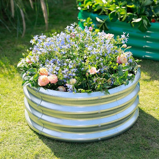 Land Guard Galvanized Raised Garden Bed 2Pcs, Planter Raised Garden Beds Outdoor, Round Clearance Raised Garden Beds for Gardening Vegetables……