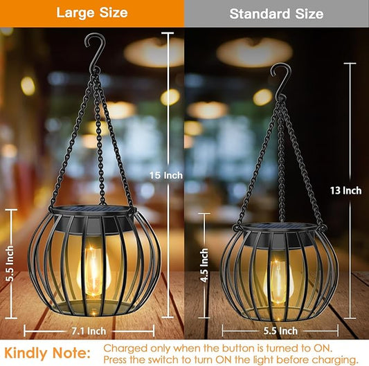 UBright 2 Pack 15" Solar Lights Outdoor Decorative Metal Solar Lanterns Outdoor Waterproof Hanging Lights for Outside Lanterns for Garden Yard Patio