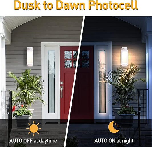Outdoor Wall Lantern, Dusk to Dawn-Black Modern Light, Waterproof Exterior Lighting Fixture, Porch Lights, Anti Rust Outdoor Lamps for Patio House, Doorway, Garage(3000K,14IN)