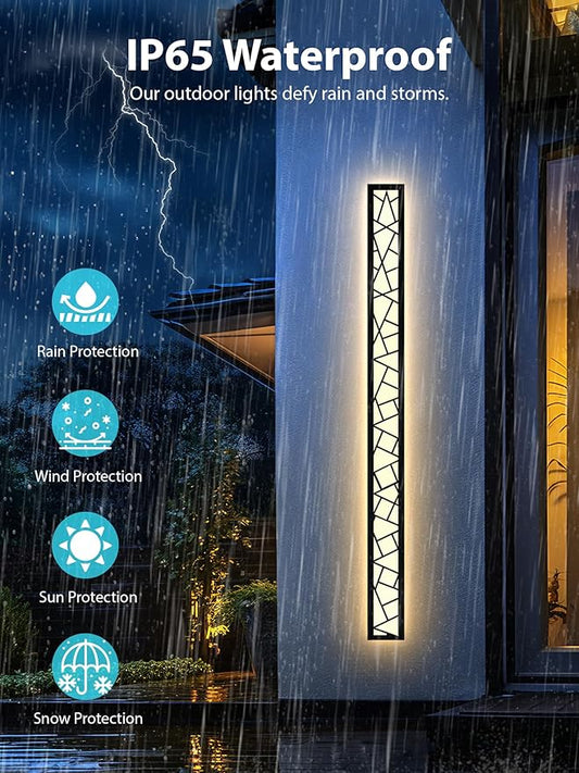 Outdoor Wall Lights 59.1inch Modern Outdoor Wall Sconce LED Long Wall Sconces Black Front Porch Light Waterproof Led Wall Light IP67 3000K Exterior Lighting fixtures