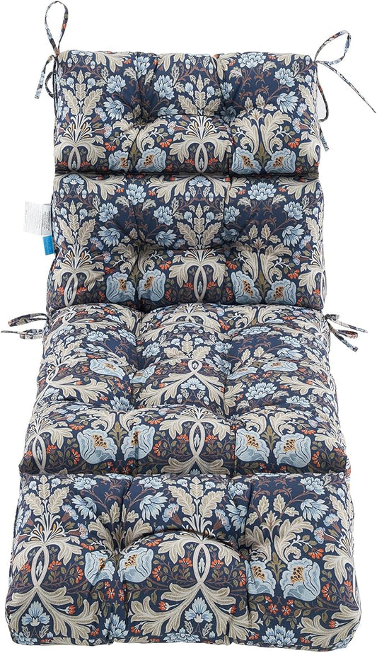 ARTPLAN Outdoor Chasie Lounge Tufted Thick Cushion with Ties,Replacement Wicker Chair Cushion for Paito Fruniture,72x22x4inches,All Weather,Floral