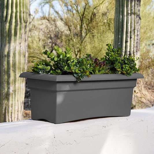 Bloem Veranda 26" Charcoal Deck Box Planter with Optional Knock-Out Drainage Holes