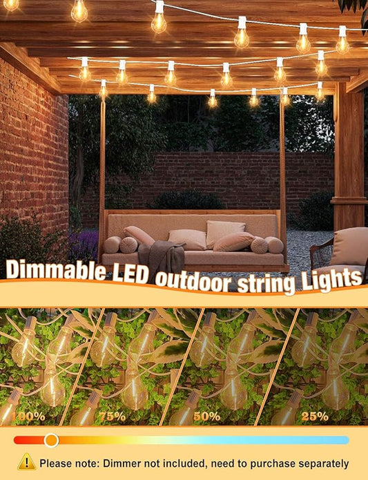 String Lights for Outside 120ft Waterproof with 60+3pcs A39 Shatterproof Edison Bulbs Outdoor String Lights for Patio, Yard, Cafe, Bistro, Market, Warm White 2200k