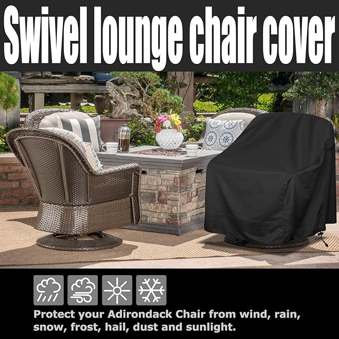 Outdoor Swivel Lounge Chair Cover,Waterproof Heavy Duty Outdoor Chair Covers, (30" W X 34" D X 38.5" H) Patio Furniture Cover for Swivel Patio Lounge Chair