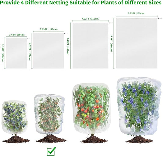 afzdby Garden Mesh Netting with Drawstring,Plants Cover Protection from Anti Birds,Bugs,Cicadas,and Insects-Pest Barrier Bag for Blueberry Bushes,Citrus,Tomatoes,Vegetables,Fruit Tree and Orange
