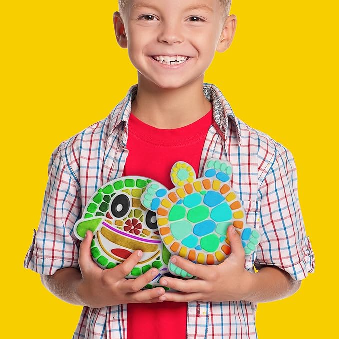 Dan&Darci Stepping Stones Painting Kit for Kids, 5 Paint Your Own Garden Stones with Paints and Brushes, Crafts for Kids Ages 6-8
