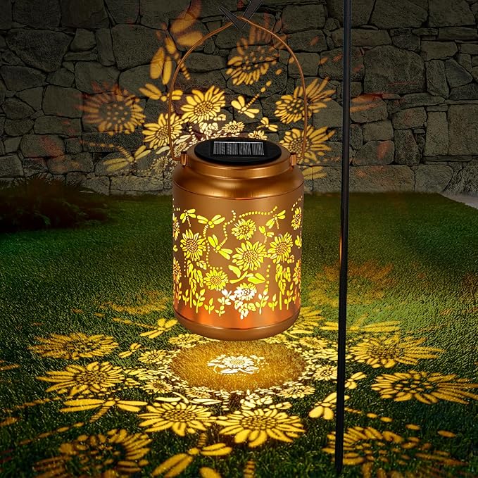 Solar Garden Lights,Sunflower Lanterns Outdoor Decoration, Mothers Day Birthday Gifts for Women Grandma, Garden Decor Hanging Solar Lights Outdoor for Yard, Patio, Backyard, Porch (2 Pack)