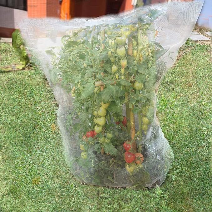 3 Pack Plant Barrier Net Mesh with Drawstring, Tomato Protective Cover Garden Plant Barrier Bag (3.5X2.3 Ft)