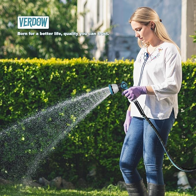 Garden Hose Water Hose 75ft Lightweight Flexible, Kink-Free Outdoor Heavy Duty 3/4" Rustproof Metal Fittings, 10-Pattern 360° Rotating Spray Nozzle for Yard Lawn Car Wash