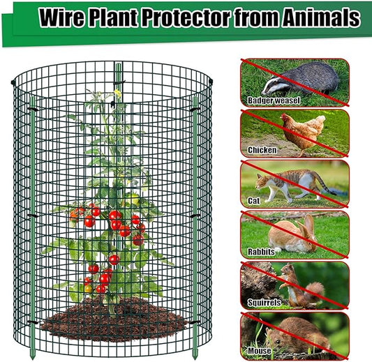 6 Set Wire Plant Protector from Animals - 12"x16" 18Pcs Metal Mesh Plant Cage Covers, Dual Secure with U-Stake & Support, Garden Rabbit Barricade Chicken Wire Cloche for Plants Shrubs Vegetable Flower