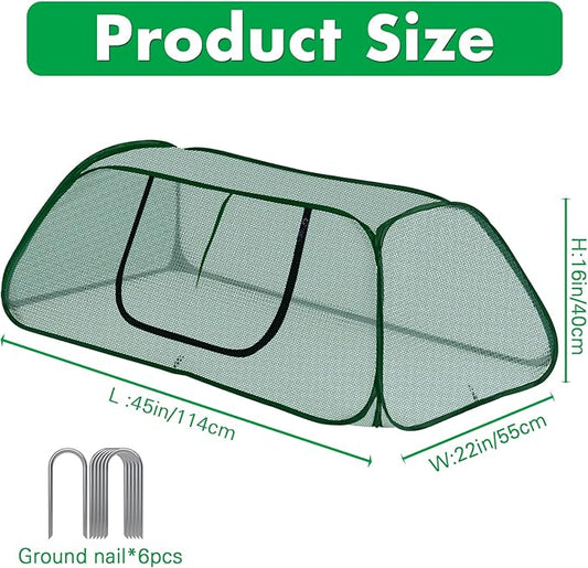 Pop-Up Raised Garden Bed Cover with Zipper Door - 30% Sunblock Garden Netting Crop Cage for Raised Beds, Plant Protector for Vegetables & Seedlings Against Birds, Animals & Insects-45" x 22" x 16"