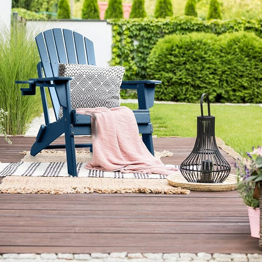 FUNBERRY Folding Adirondack Chair, All Weather HDPE Fire Pit Chairs with Cup Holder for Outdoor