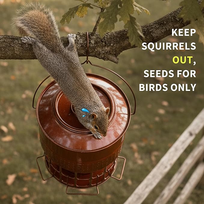 Solution4Patio Bird Feeder, 10LB Powder Coated Metal Wild Birdfeeder with 32 Feeding Stations & Triple Perches, Rust-Proof Hanging Design for Cardinals, Finches and Outdoor Garden Use (Glazed Red)