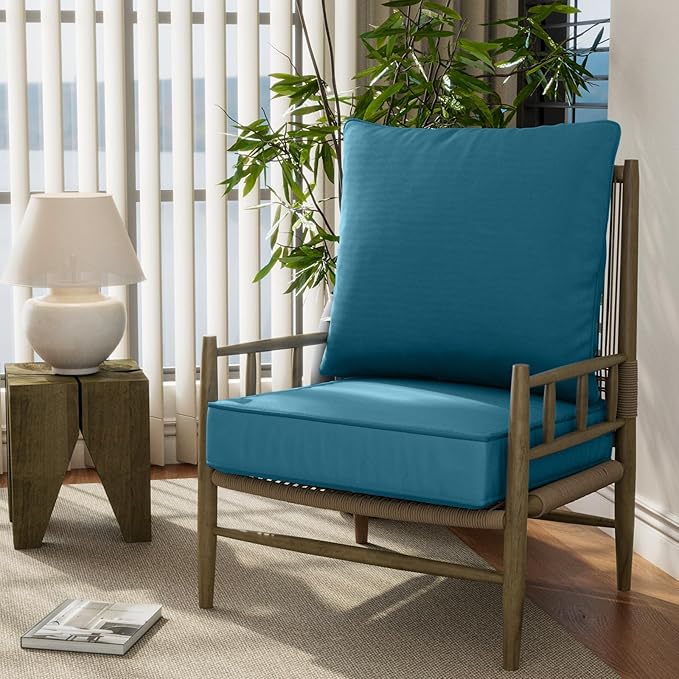 24" x 24" x 6" Outdoor Deep Seat Cushions Set - 2 Set Waterproof & Fade Resistant Patio Furniture Replacement Cushions, Non-Slip Outdoor Cushions Fit Loveseats, Couches, Chairs, and Sofas.