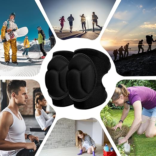 Knee Pads, Thick Sponge Anti-slip, Collision Avoidance Knee Pads, for Running, Mountaineering, House Working,Gardening Maintain (Black, Large)