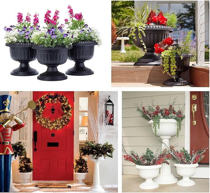 Bloem Grecian Urn Planter 18" Charcoal Gray