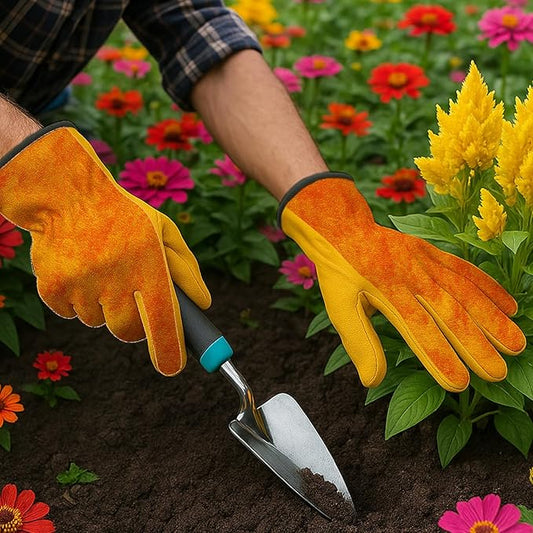Leather Work Garden Gloves for Men & Women,Safety Work Gloves for Gardening, Welding, Construction, Farm, Ranch, etc. Thorn Proof , Planting,Heavy Duty,Roses Pruning Gardening Working Gloves, Gifts L