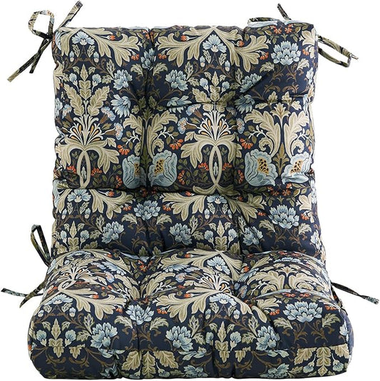 ARTPLAN Seat/Back Outdoor Chair Cushion,Set of 4 Patio Chair Cushion with Tie,Tufted Replacement for Patio Furniture,40x20x4 Inches,4 Count,Floral