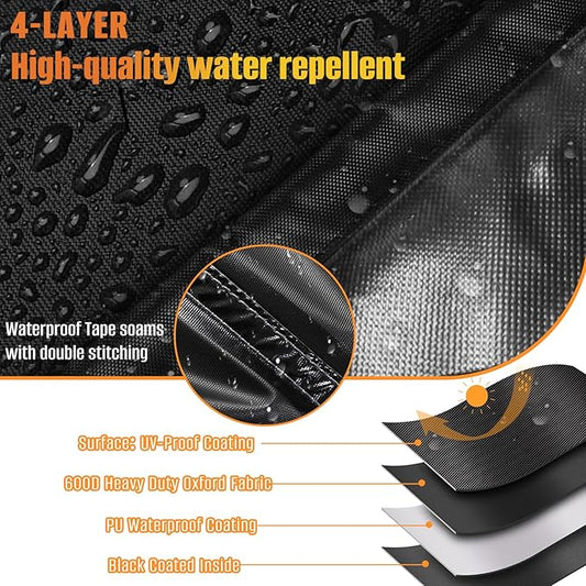 Kovshuiwe Rectangular Patio Heavy Duty Table Cover -Patio Covers for Shade and Rain, 600D Tough Oxford Cloth Waterproof Outdoor Dining Table and Chairs Furniture Cover Size 98" Lx78 Wx32 H