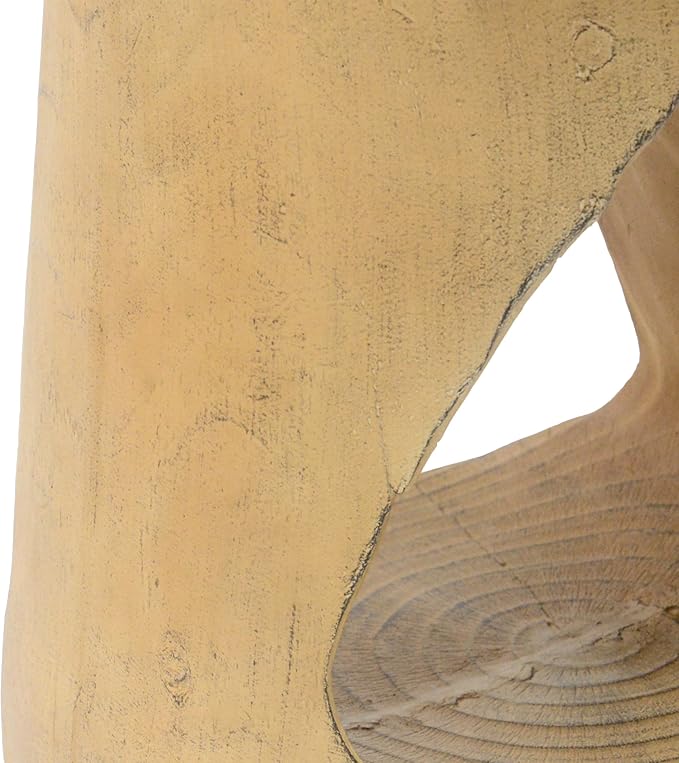 Lightweight Concrete Outdoor Side Table,Hollow Outdoor End Table, Wood-Like Texture Modern Small Accent Table for Patio Garden Balcony Porch Antique Natural 16.75" H