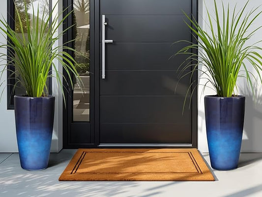 22.8" H Gradient Blue Planters for Outdoor Plants, Set of 2 Large Flower Pot with Drainage Hole, Weather-Resistant for Porch,Garden,Patio or Indoor Use