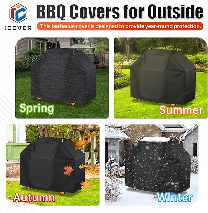 i COVER Grill Cover, 70 inch BBQ Grill Cover for Outdoor Grill, Waterproof BBQ Cover, Fade Resistant Large Barbecue Gas Grill Covers for Weber, Charbroil, Brinkmann, Nexgrill and More