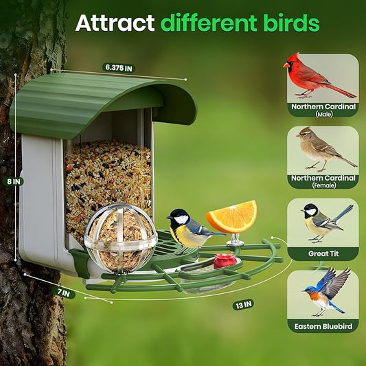Squirrel Proof Bird Feeder, 3.3LB Bird Feeder for Outdoors, Wild Birds Feeders for Hummingbird, Cardinals, Ideal for Parents, Birdlovers